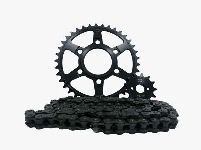 KIT DE ARRASTRE NEGRO CADENA PIÑON Y CATALINA PISTERA