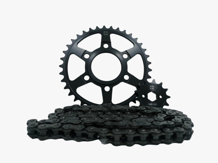 KIT DE ARRASTRE NEGRO CADENA PIÑON Y CATALINA PISTERA