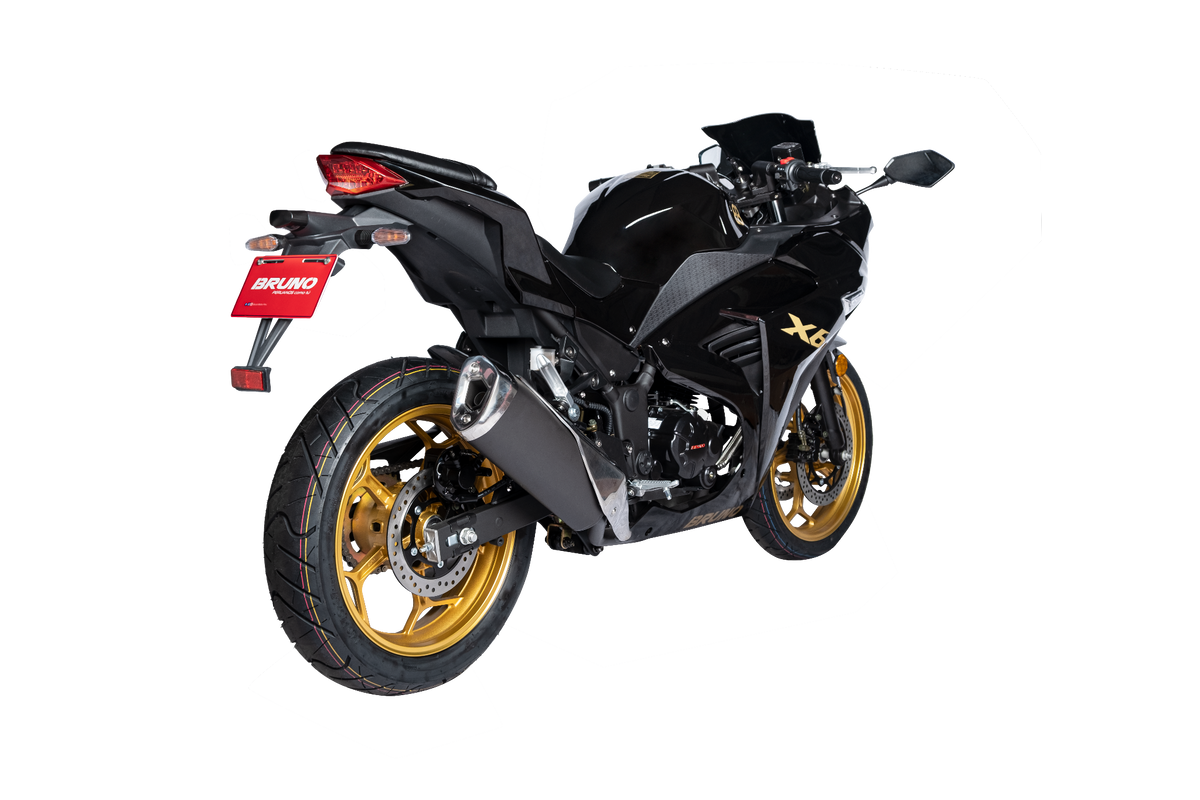 Motocicleta Bruno X6, vista posterior
